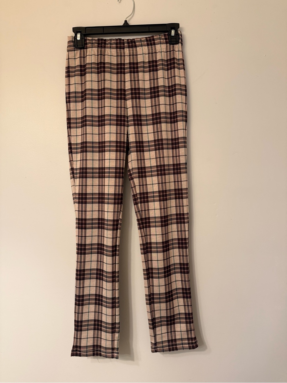 Listicle Plaid Pants in Cream, Brown & Teal Accent